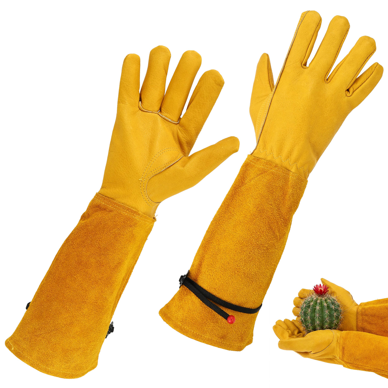 Gardening Gloves Thorn Proof Leather - Długie rękawice ogrodnicze z regulowanym paskiem,