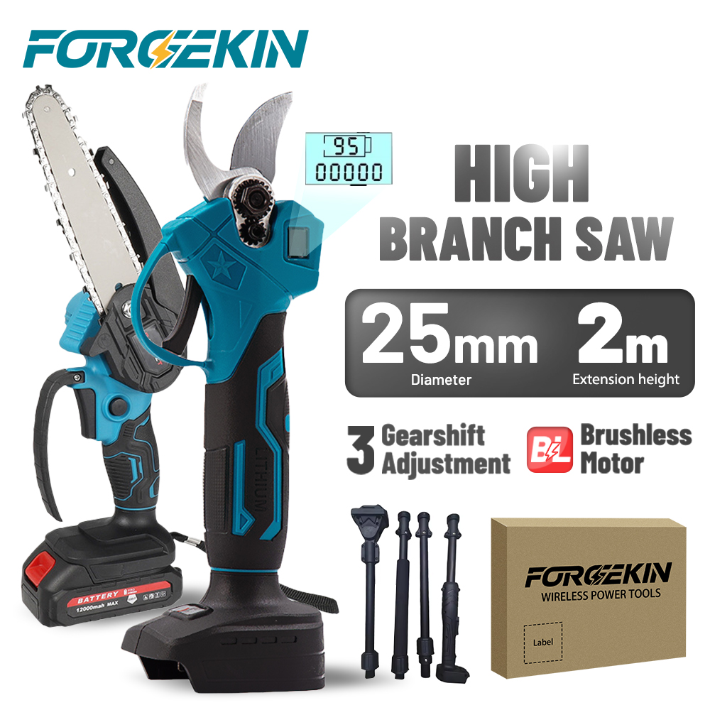 Electric Pruner With Extension Pole - FORGEKIN Bezszczotkowa Elektryczna Piła Łańcuchowa Teleskopowa