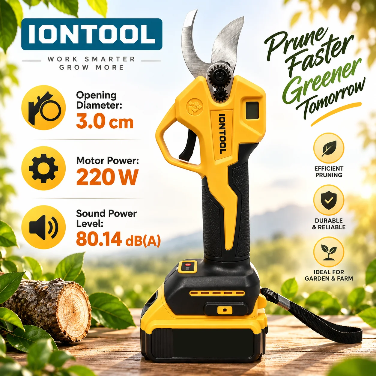 Cordless Electric Pruning Shears 30Mm - IONTOOL – akumulatorowe, elektryczne nożyce do