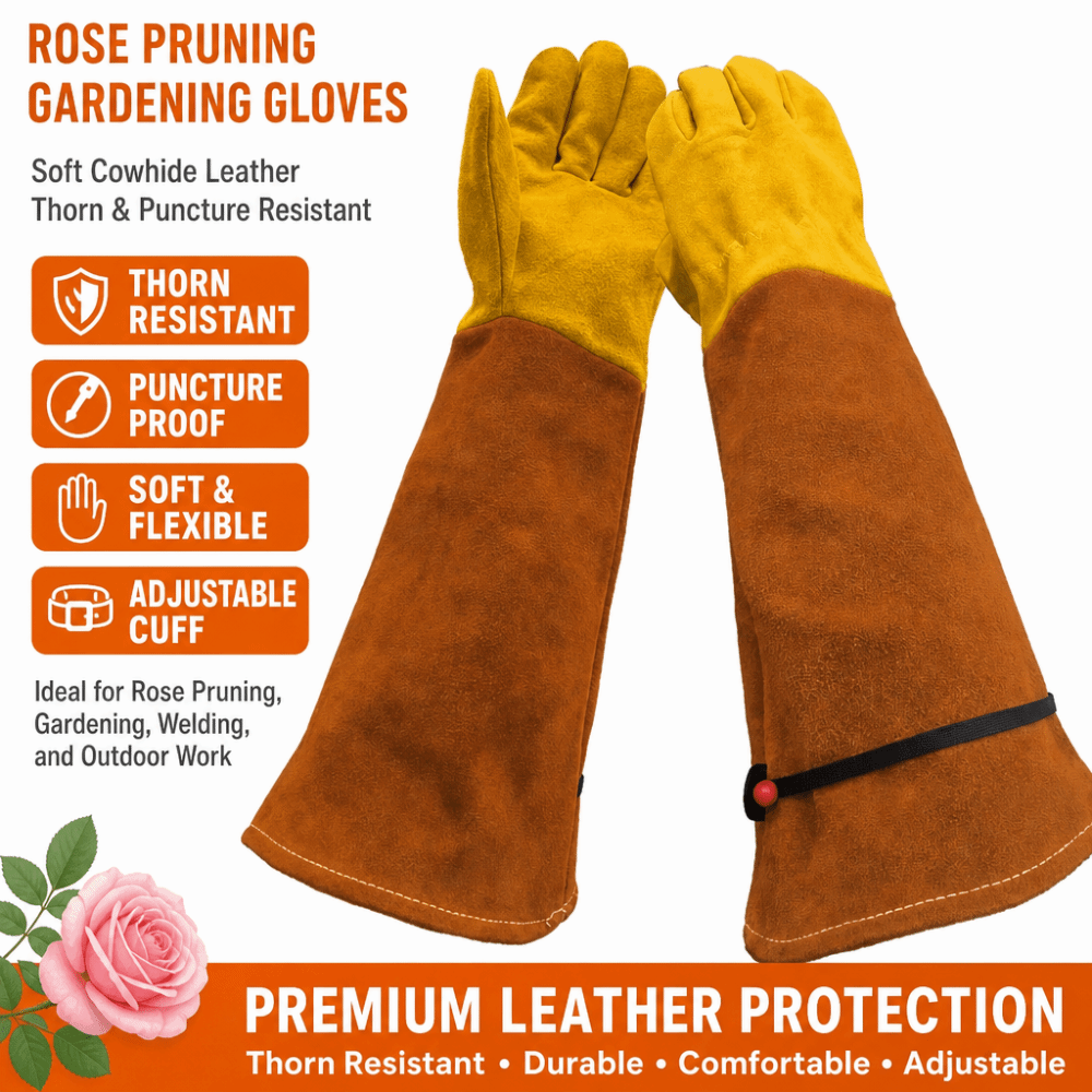Gardening Gloves Thorn Proof Leather - Długie rękawice ogrodnicze ze skóry bydlęcej,