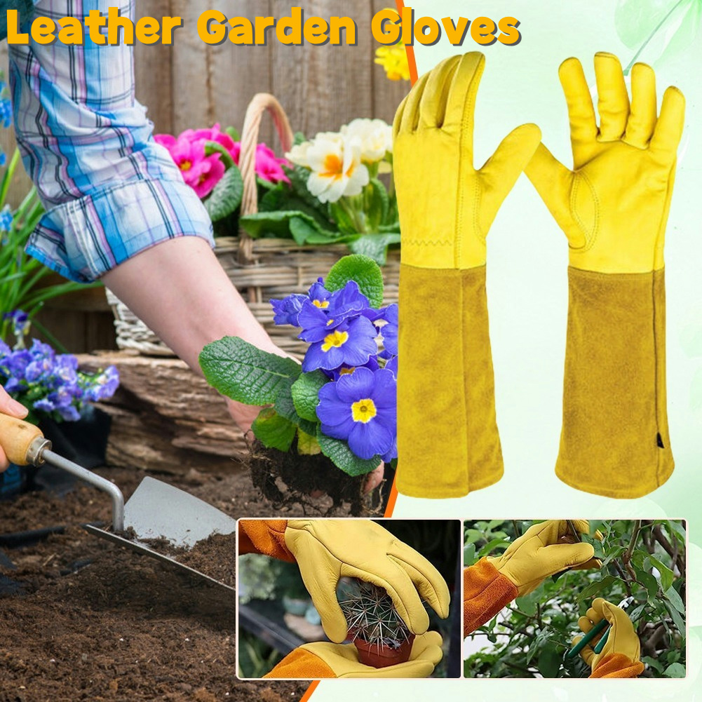 Gardening Gloves Thorn Proof Leather - 1 Para Długich Rękawic Ogrodniczych Odpornych